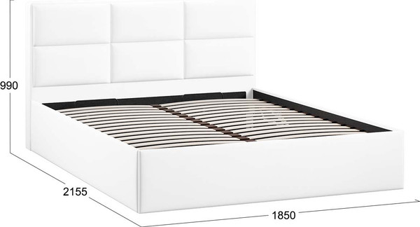 Изображение товара Двуспальная кровать ТриЯ Стелла c ПМ 180x200 Тип 1 и заглушиной (экокожа Polo white)