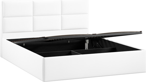 Изображение товара Двуспальная кровать ТриЯ Стелла c ПМ 180x200 Тип 1 и заглушиной (экокожа Polo white)