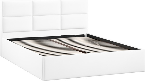 Изображение товара Двуспальная кровать ТриЯ Стелла c ПМ 180x200 Тип 1 и заглушиной (экокожа Polo white)