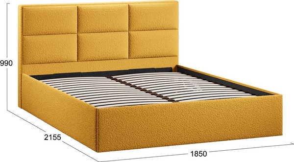Изображение товара Двуспальная кровать ТриЯ Стелла c ПМ 180x200 Тип 1 и заглушиной (экомех Barni Curcuma)