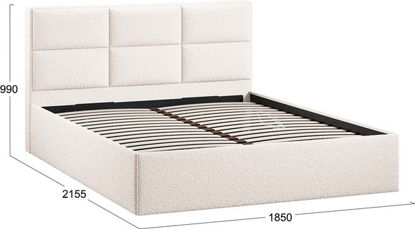 Изображение товара Двуспальная кровать ТриЯ Стелла c ПМ 180x200 Тип 1 и заглушиной  (экомех Barni Milk)