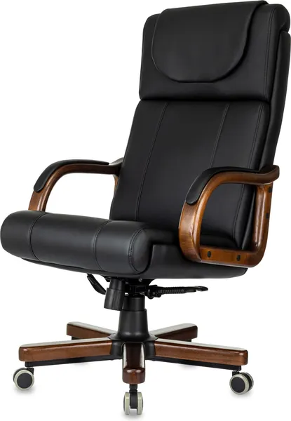 Изображение товара Кресло офисное Бюрократ T-9933 Walnut (черный экокожа/металл/дерево)