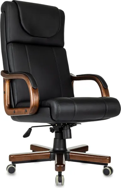 Изображение товара Кресло офисное Бюрократ T-9933 Walnut (черный экокожа/металл/дерево)