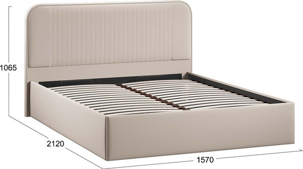 Изображение товара Полуторная кровать ТриЯ Тиффани c ПМ 140x200 Тип 1 и заглушиной (велюр Confetti Cream)
