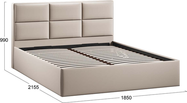 Изображение товара Двуспальная кровать ТриЯ Стелла c ПМ 180x200 Тип 1 и заглушиной (велюр Confetti Cream)