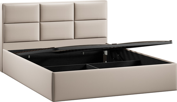 Изображение товара Двуспальная кровать ТриЯ Стелла c ПМ 180x200 Тип 1 и заглушиной (велюр Confetti Cream)