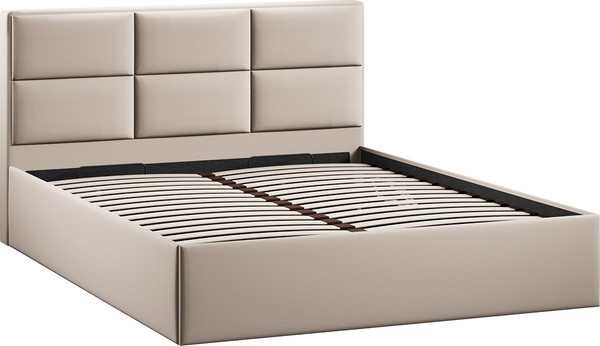 Изображение товара Двуспальная кровать ТриЯ Стелла c ПМ 180x200 Тип 1 и заглушиной (велюр Confetti Cream)