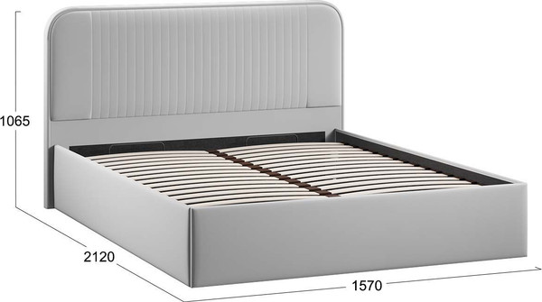 Изображение товара Полуторная кровать ТриЯ Тиффани c ПМ 140x200 Тип 1 и заглушиной  (велюр Confetti Silver)