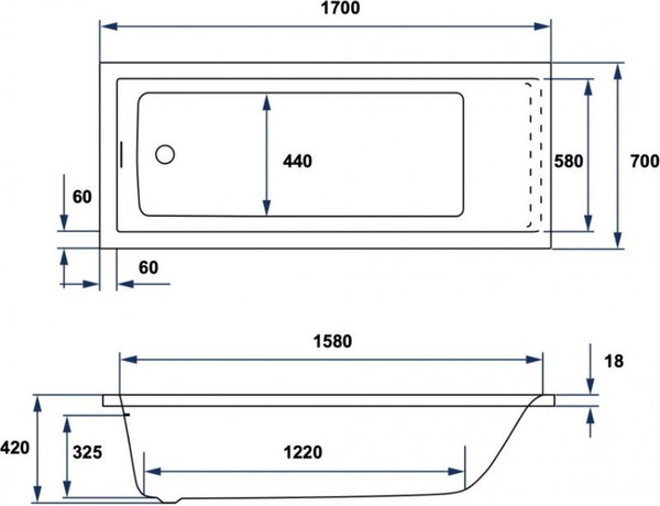 Изображение товара Ванна акриловая Excellent Marella Slim 170x70 / WAEX.MAE.170.070.WHS (c сифоном, без ножек)