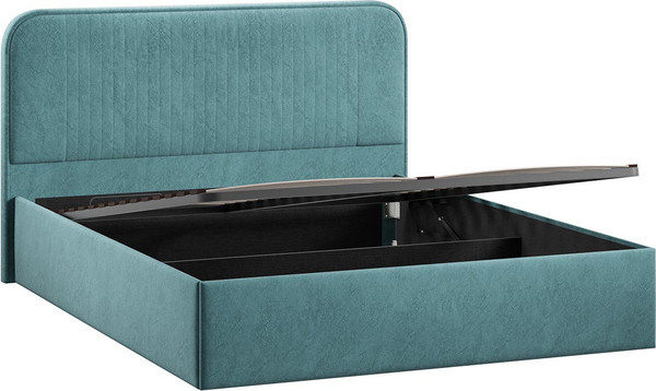 Изображение товара Полуторная кровать ТриЯ Тиффани c ПМ 140x200 Тип 1 и заглушиной (микровелюр Wellmart Indigo)