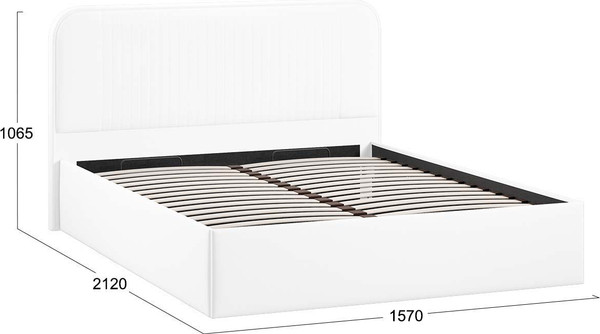 Изображение товара Полуторная кровать ТриЯ Тиффани c ПМ 140x200 Тип 1 и заглушиной (экокожа Polo white)