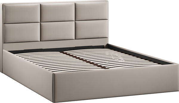 Изображение товара Двуспальная кровать ТриЯ Стелла c ПМ 180x200 Тип 1 и заглушиной (велюр Confetti Smoke)