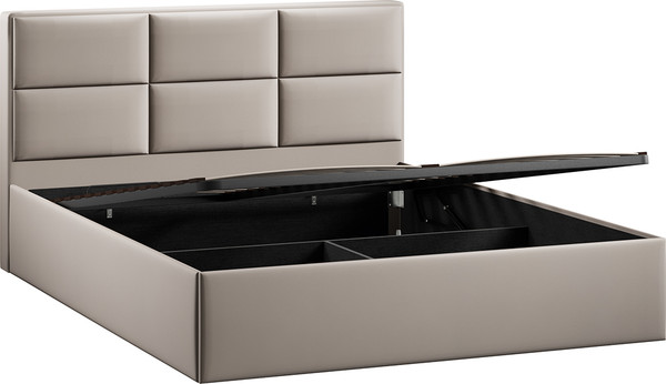 Изображение товара Двуспальная кровать ТриЯ Стелла c ПМ 180x200 Тип 1 и заглушиной (велюр Confetti Smoke)