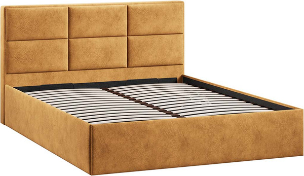 Изображение товара Полуторная кровать ТриЯ Стелла c ПМ 140x200 Тип 1 и заглушиной (микровелюр Wellmart Yellow)