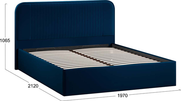 Изображение товара Двуспальная кровать ТриЯ Тиффани c ПМ 180x200 Тип 1 и заглушиной (велюр Confetti Blue)