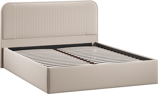Изображение товара Двуспальная кровать ТриЯ Тиффани c ПМ 180x200 Тип 1 и заглушиной (велюр Confetti Cream)