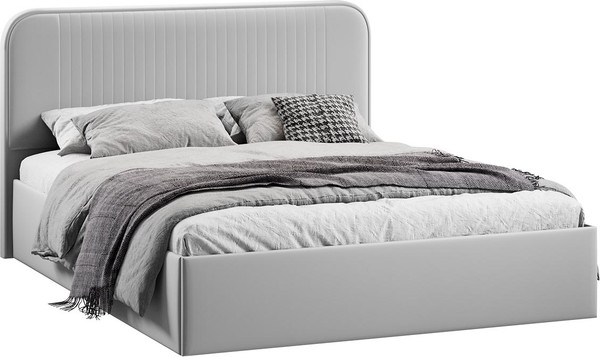 Изображение товара Двуспальная кровать ТриЯ Тиффани c ПМ 180x200 Тип 1 и заглушиной  (велюр Confetti Silver)