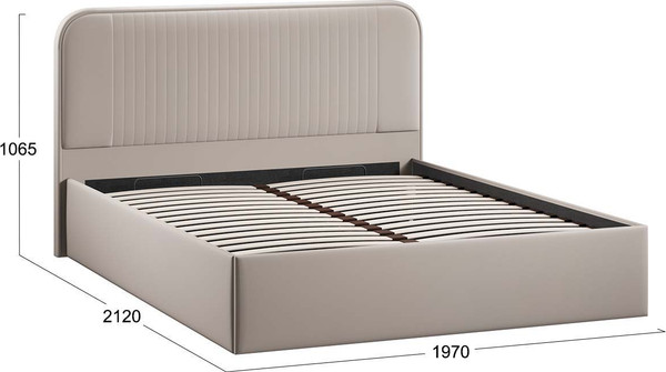 Изображение товара Двуспальная кровать ТриЯ Тиффани c ПМ 180x200 Тип 1 и заглушиной (велюр Confetti Smoke)