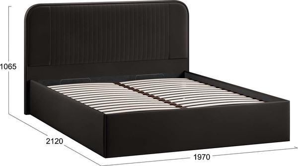 Изображение товара Двуспальная кровать ТриЯ Тиффани c ПМ 180x200 Тип 1 и заглушиной  (велюр Confetti Stone)