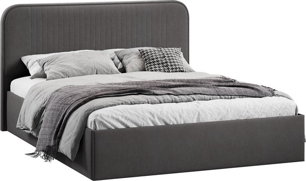 Изображение товара Двуспальная кровать ТриЯ Тиффани c ПМ 180x200 Тип 1 и заглушиной (велюр графит)