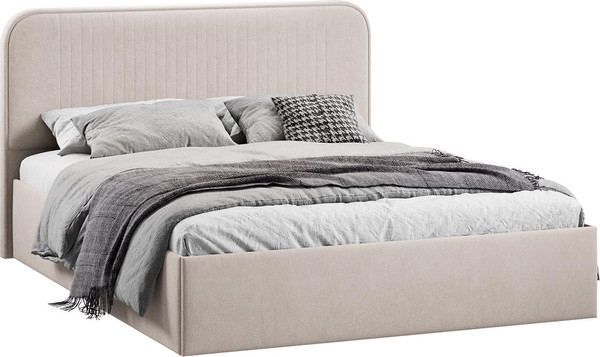 Изображение товара Двуспальная кровать ТриЯ Тиффани c ПМ 180x200 Тип 1 и заглушиной (велюр мокко светлый)