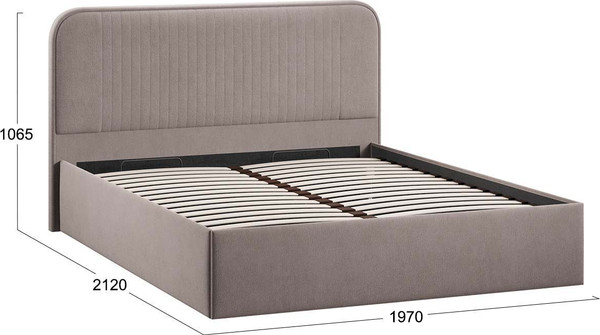 Изображение товара Двуспальная кровать ТриЯ Тиффани c ПМ 180x200 Тип 1 и заглушиной (велюр мокко темный)