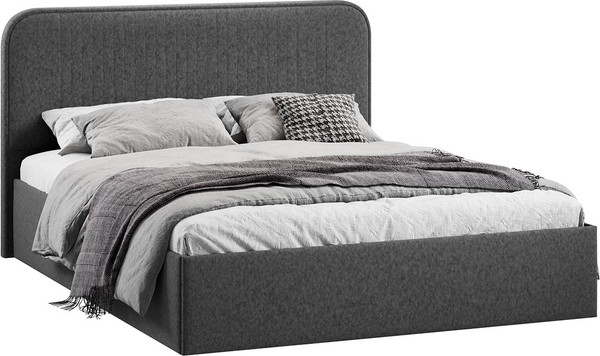 Изображение товара Двуспальная кровать ТриЯ Тиффани c ПМ 180x200 Тип 1 и заглушиной  (микровелюр Jercy Graphite)