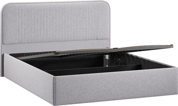 Изображение товара Двуспальная кровать ТриЯ Тиффани c ПМ 180x200 Тип 1 и заглушиной (микровелюр Jercy Silver)