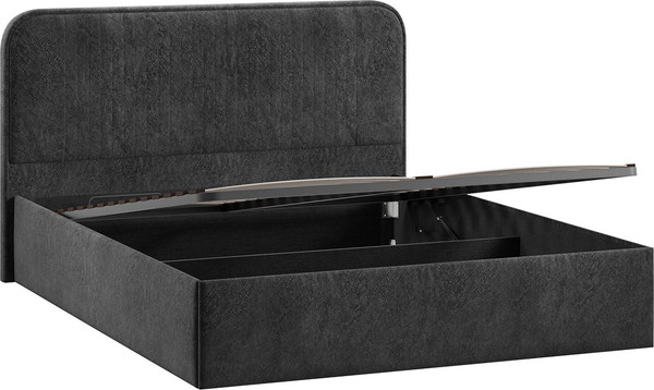 Изображение товара Двуспальная кровать ТриЯ Тиффани c ПМ 180x200 Тип 1 и заглушиной  (микровелюр Wellmart Graphite)