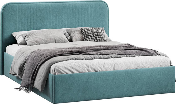 Изображение товара Двуспальная кровать ТриЯ Тиффани c ПМ 180x200 Тип 1 и заглушиной (микровелюр Wellmart Indigo)