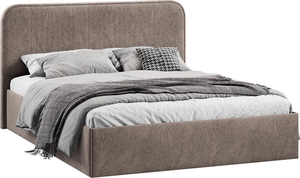 Изображение товара Двуспальная кровать ТриЯ Тиффани c ПМ 180x200 Тип 1 и заглушиной (микровелюр Wellmart Latte)