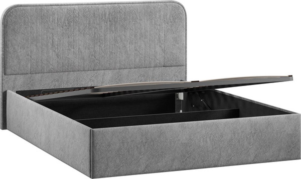 Изображение товара Двуспальная кровать ТриЯ Тиффани c ПМ 180x200 Тип 1 и заглушиной  (микровелюр Wellmart Silver)