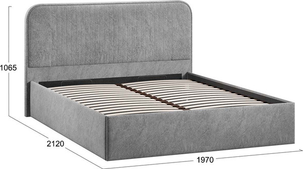 Изображение товара Двуспальная кровать ТриЯ Тиффани c ПМ 180x200 Тип 1 и заглушиной  (микровелюр Wellmart Silver)