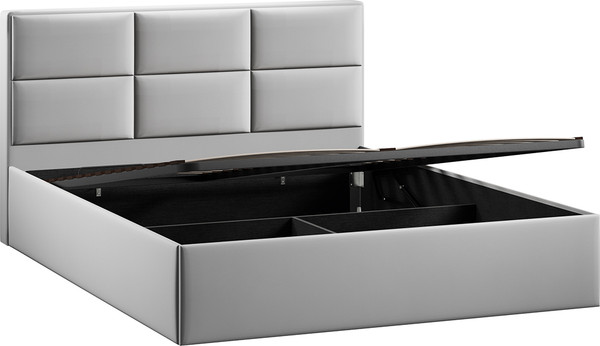 Изображение товара Полуторная кровать ТриЯ Глосс универсальная с ПМ Тип 1 140x200 и заглушиной  (велюр Confetti Silver)