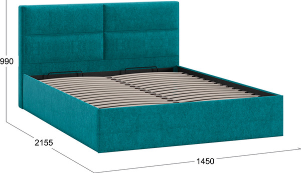 Изображение товара Полуторная кровать ТриЯ Глосс универсальная с ПМ Тип 1 140x200 и заглушиной  (микровелюр Jercy Izumrud)