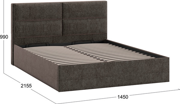 Изображение товара Полуторная кровать ТриЯ Глосс универсальная с ПМ Тип 1 140x200 и заглушиной  (микровелюр Jercy Stone)