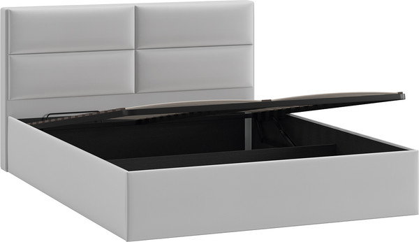 Изображение товара Двуспальная кровать ТриЯ Глосс универсальная с ПМ Тип 1 180x200 и заглушиной  (велюр Confetti Silver)