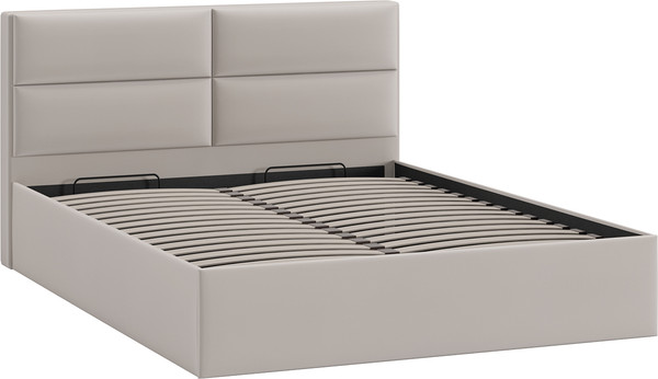 Изображение товара Двуспальная кровать ТриЯ Глосс универсальная с ПМ Тип 1 180x200 и заглушиной  (велюр Confetti Smoke)