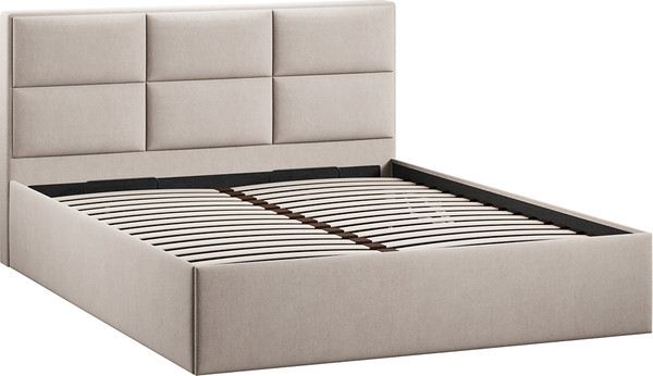 Изображение товара Двуспальная кровать ТриЯ Стелла c ПМ 180x200 Тип 1 и заглушиной (велюр мокко светлый)