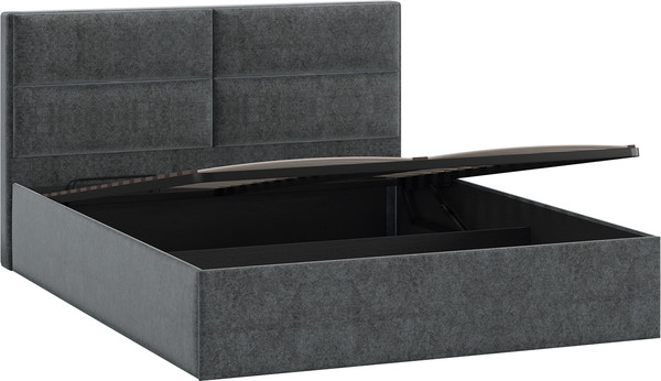 Изображение товара Двуспальная кровать ТриЯ Глосс универсальная с ПМ Тип 1 180x200 и заглушиной  (микровелюр Jercy Graphite)