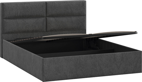 Изображение товара Двуспальная кровать ТриЯ Глосс универсальная с ПМ Тип 1 180x200 и заглушиной  (микровелюр Wellmart Graphite)