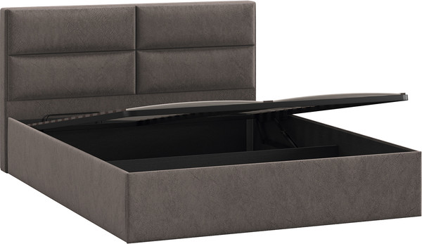 Изображение товара Двуспальная кровать ТриЯ Глосс универсальная с ПМ Тип 1 180x200 и заглушиной  (микровелюр Wellmart Latte)