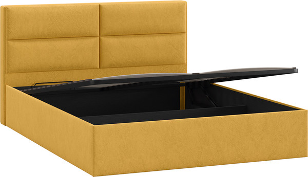 Изображение товара Двуспальная кровать ТриЯ Глосс универсальная с ПМ Тип 1 180x200 и заглушиной (микровелюр Wellmart Yellow)