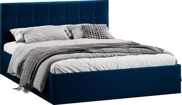 Изображение товара Полуторная кровать ТриЯ Джоли универсальная с ПМ Тип 1 140x200 и заглушиной  (велюр Confetti Blue)