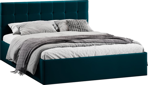 Изображение товара Полуторная кровать ТриЯ Джоли универсальная с ПМ Тип 1 140x200 и заглушиной (велюр Confetti Izumrud)