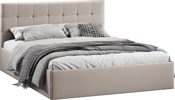 Изображение товара Полуторная кровать ТриЯ Джоли универсальная с ПМ Тип 1 140x200 и заглушиной (велюр Confetti Smoke)