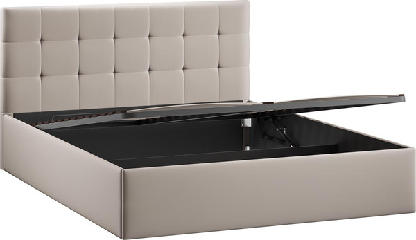 Изображение товара Полуторная кровать ТриЯ Джоли универсальная с ПМ Тип 1 140x200 и заглушиной (велюр Confetti Smoke)