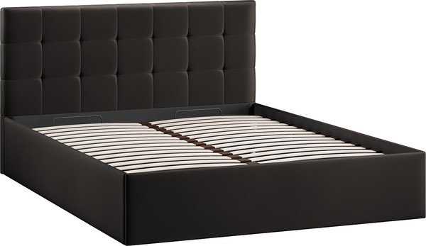 Изображение товара Полуторная кровать ТриЯ Джоли универсальная с ПМ Тип 1 140x200 и заглушиной (велюр Confetti Stone)