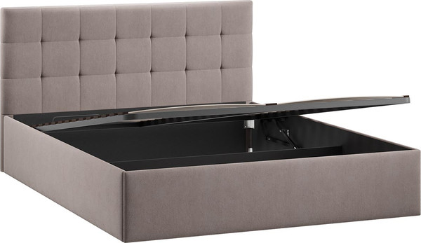 Изображение товара Полуторная кровать ТриЯ Джоли универсальная с ПМ Тип 1 140x200 и заглушиной  (велюр мокко темный)