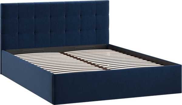 Изображение товара Полуторная кровать ТриЯ Джоли универсальная с ПМ Тип 1 140x200 и заглушиной  (микровелюр Wellmart Blue)